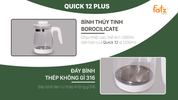 máy đun và hâm nước pha sữa điện tử quick 12 plus