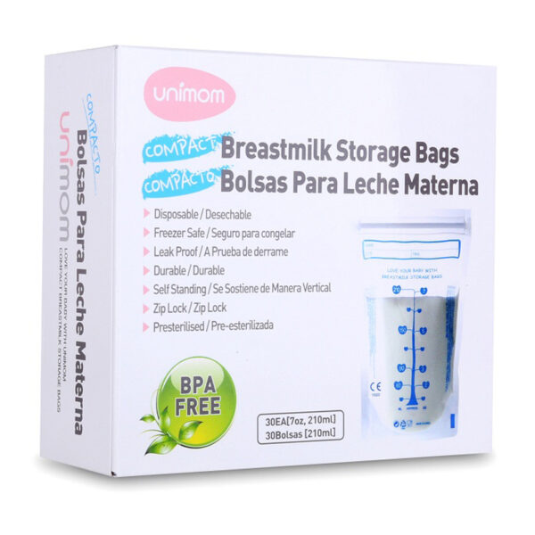 Túi đựng sữa mẹ (trữ sữa mẹ) Unimom Compact không có BPA 210ml (10 túi/hộp)