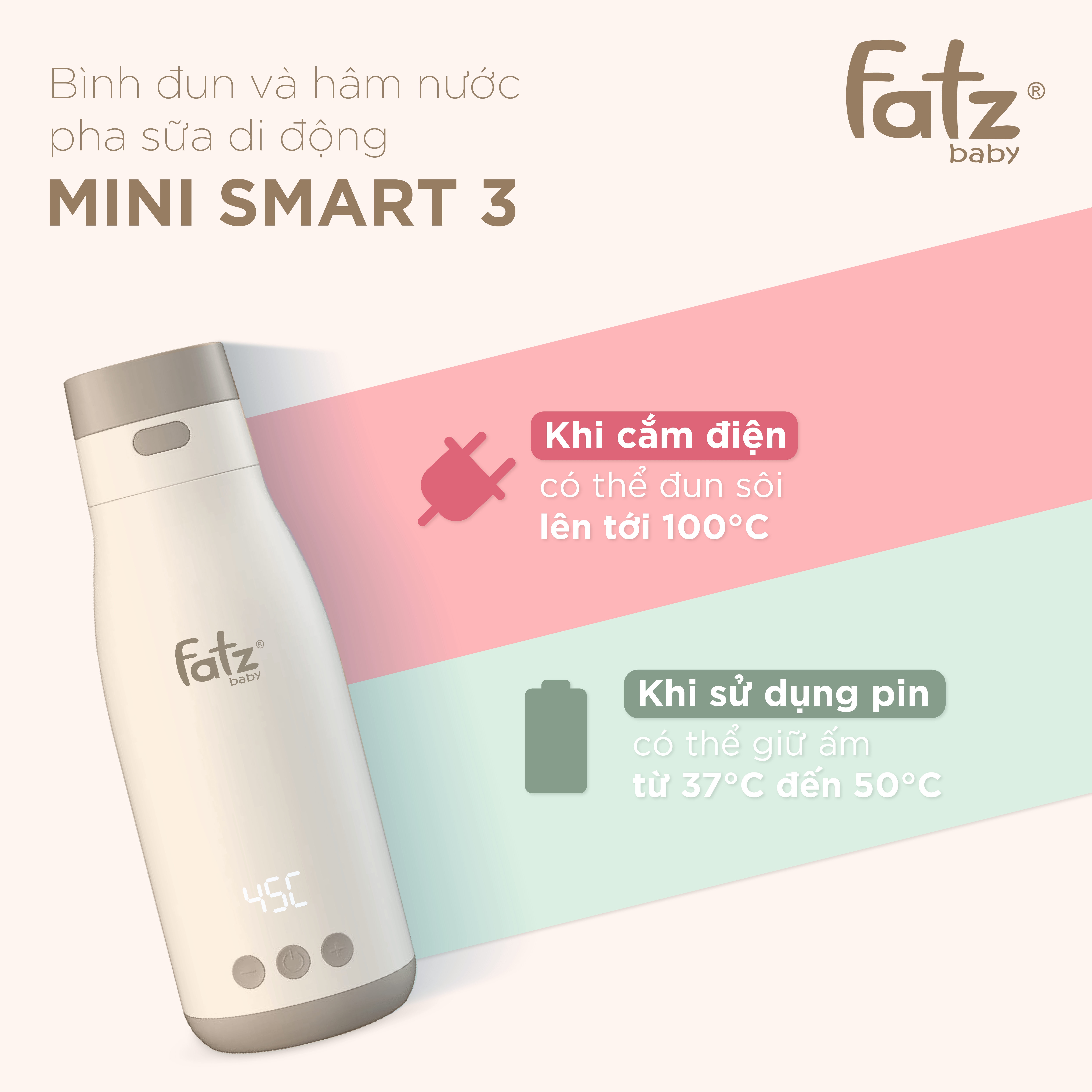 bình đun và hâm nước pha sữa di động mini smart 3