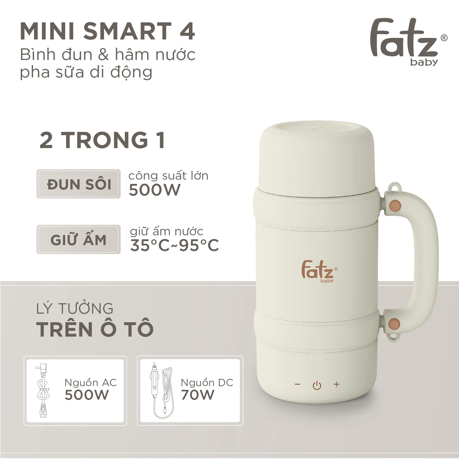 bình đun và hâm nước pha sữa di động mini smart 4