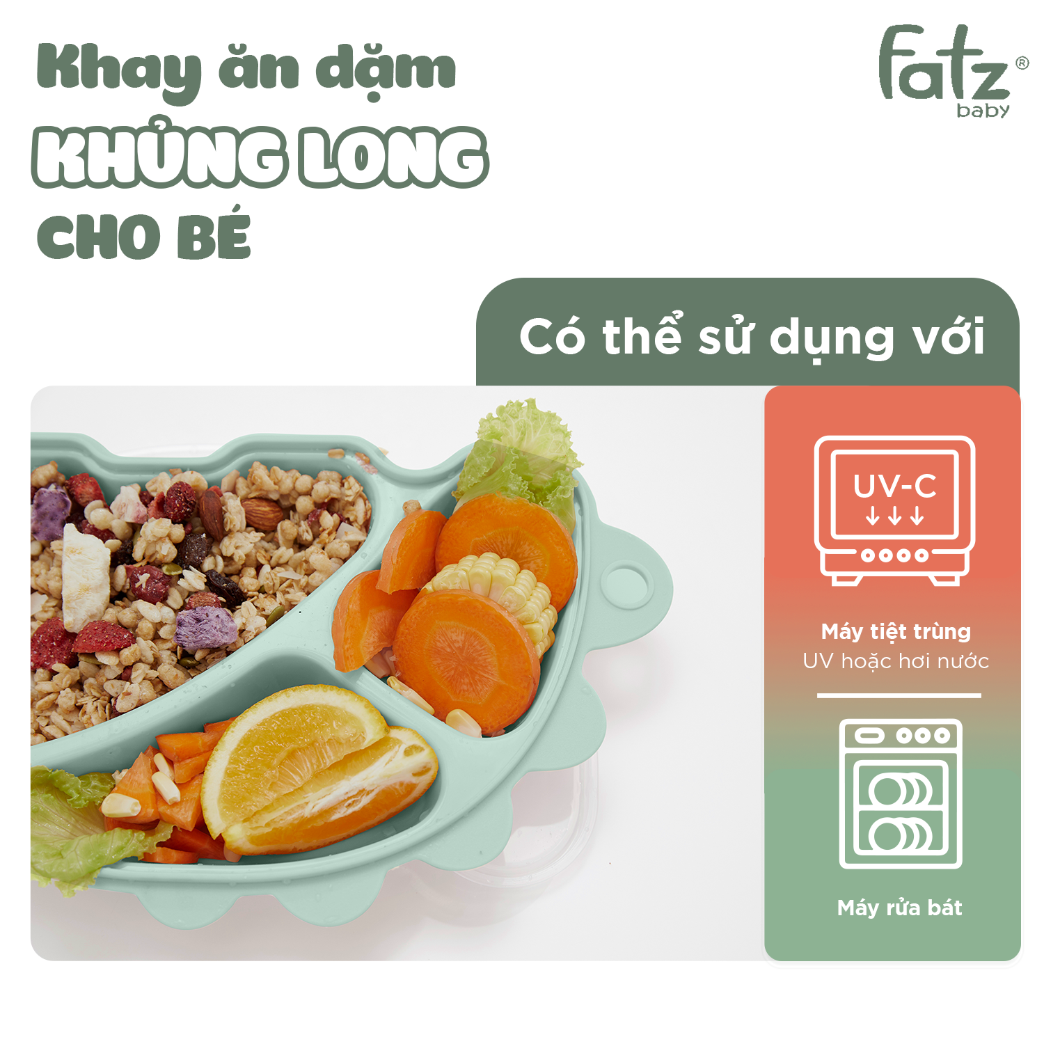 khay ăn dặm khủng long cho bé