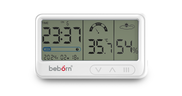 nhiệt ẩm kế điện tử đa năng trong nhà kiêm đồng hồ báo thức cho bé sensi 1
