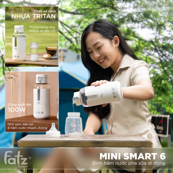 bình hâm nước pha sữa di động mini smart 6