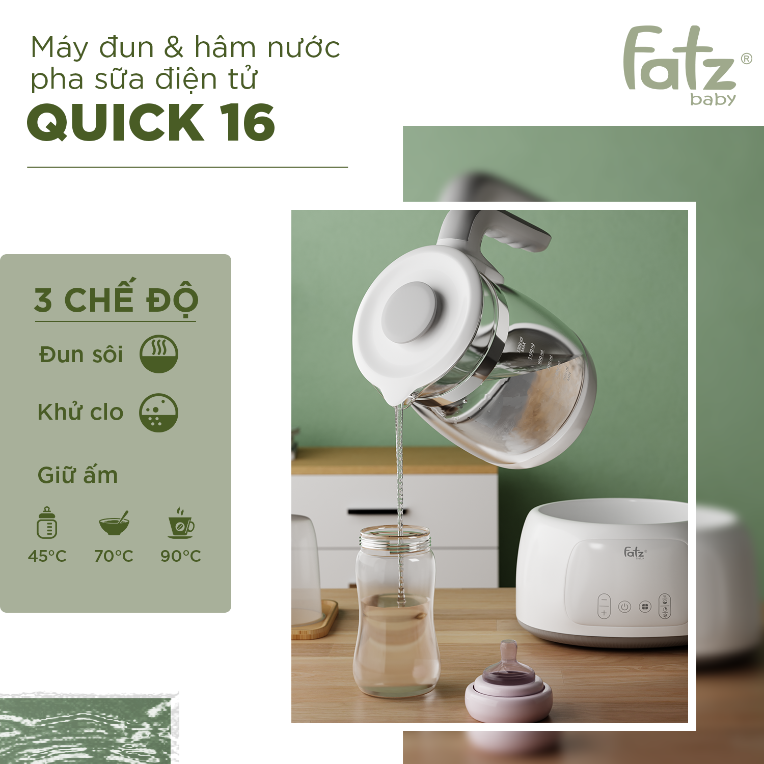 máy đun và hâm nước pha sữa điện tử quick 16