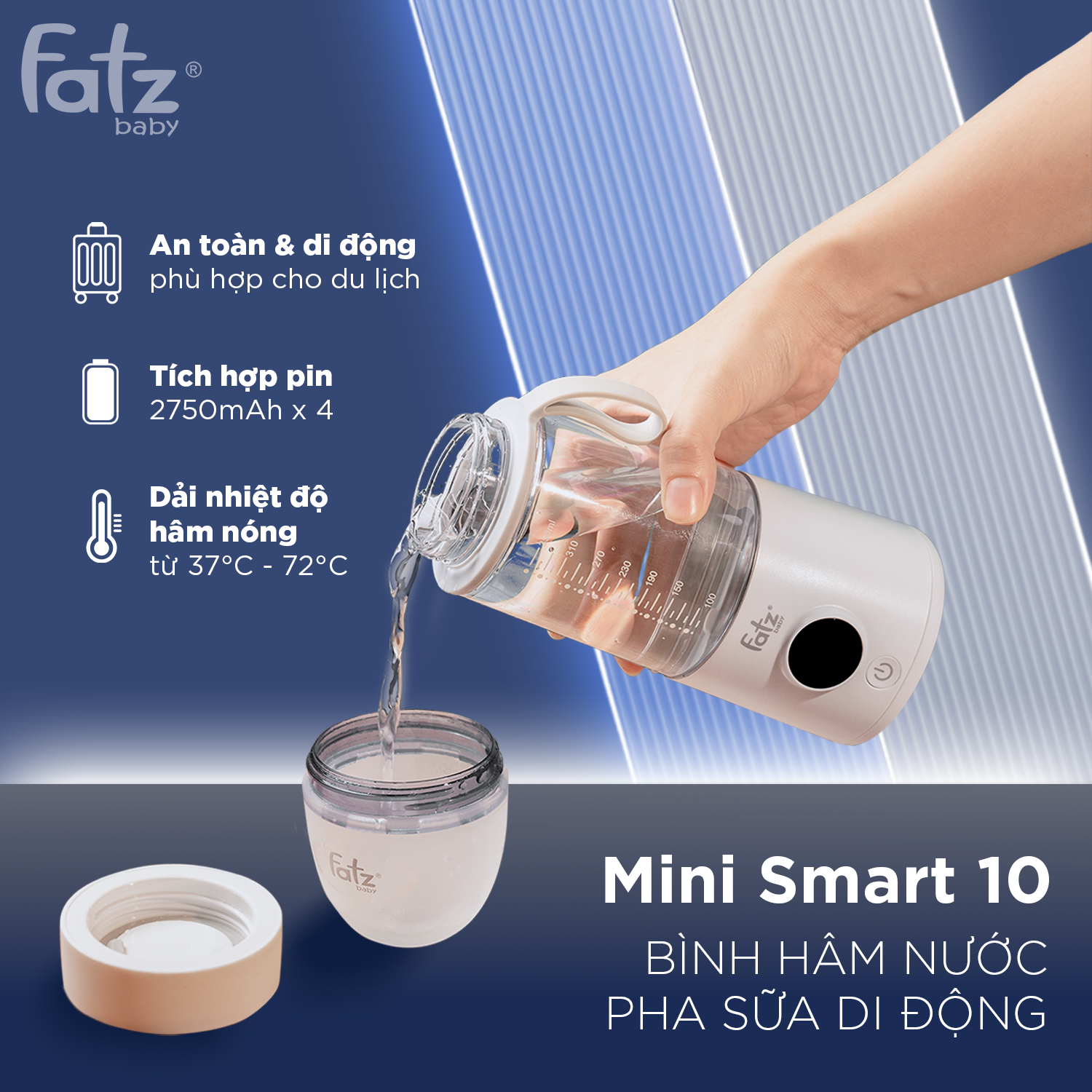 bình hâm nước pha sữa di động mini smart 10