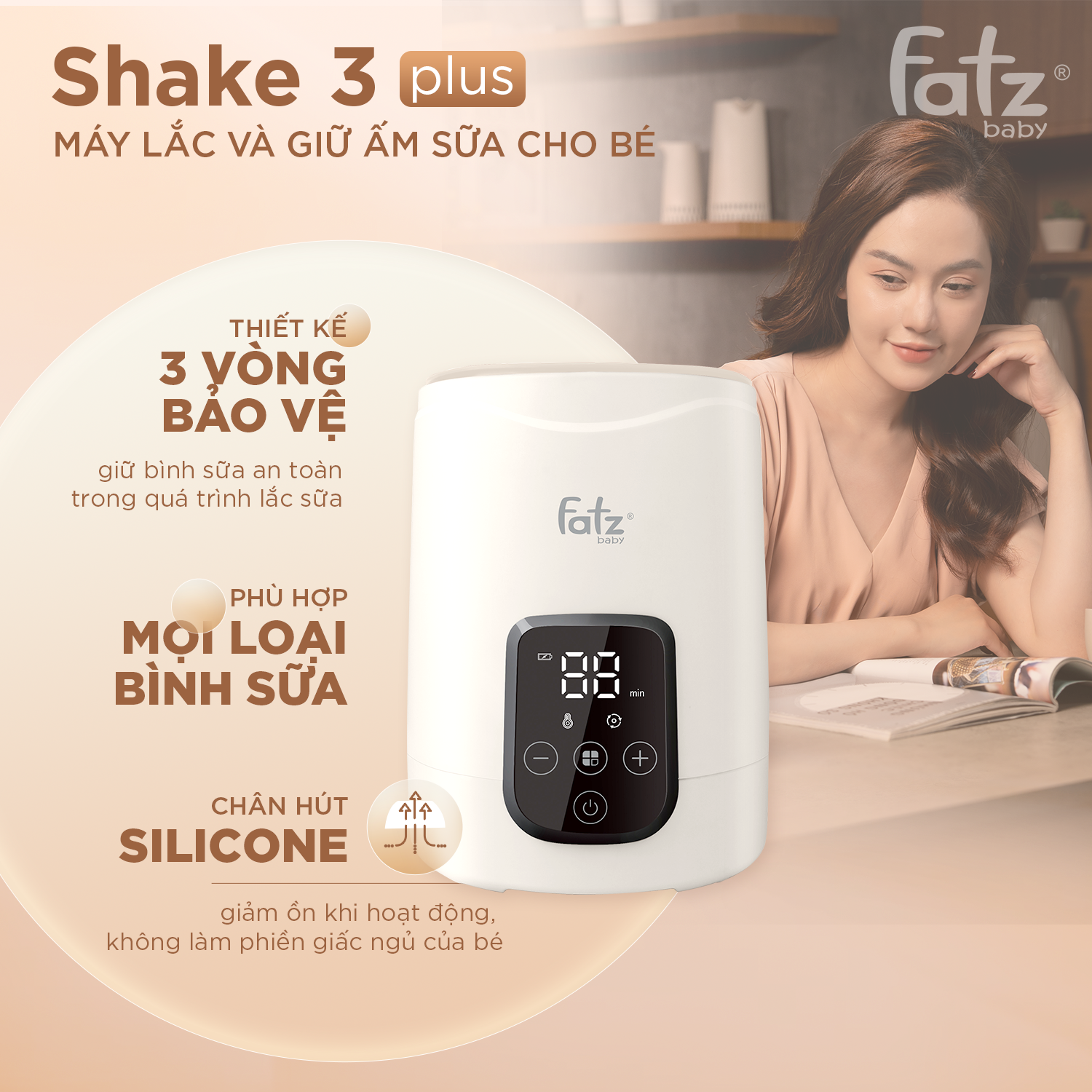 Máy lắc và giữ ấm sữa cho bé Shake 3 Plus - genex.com.vn