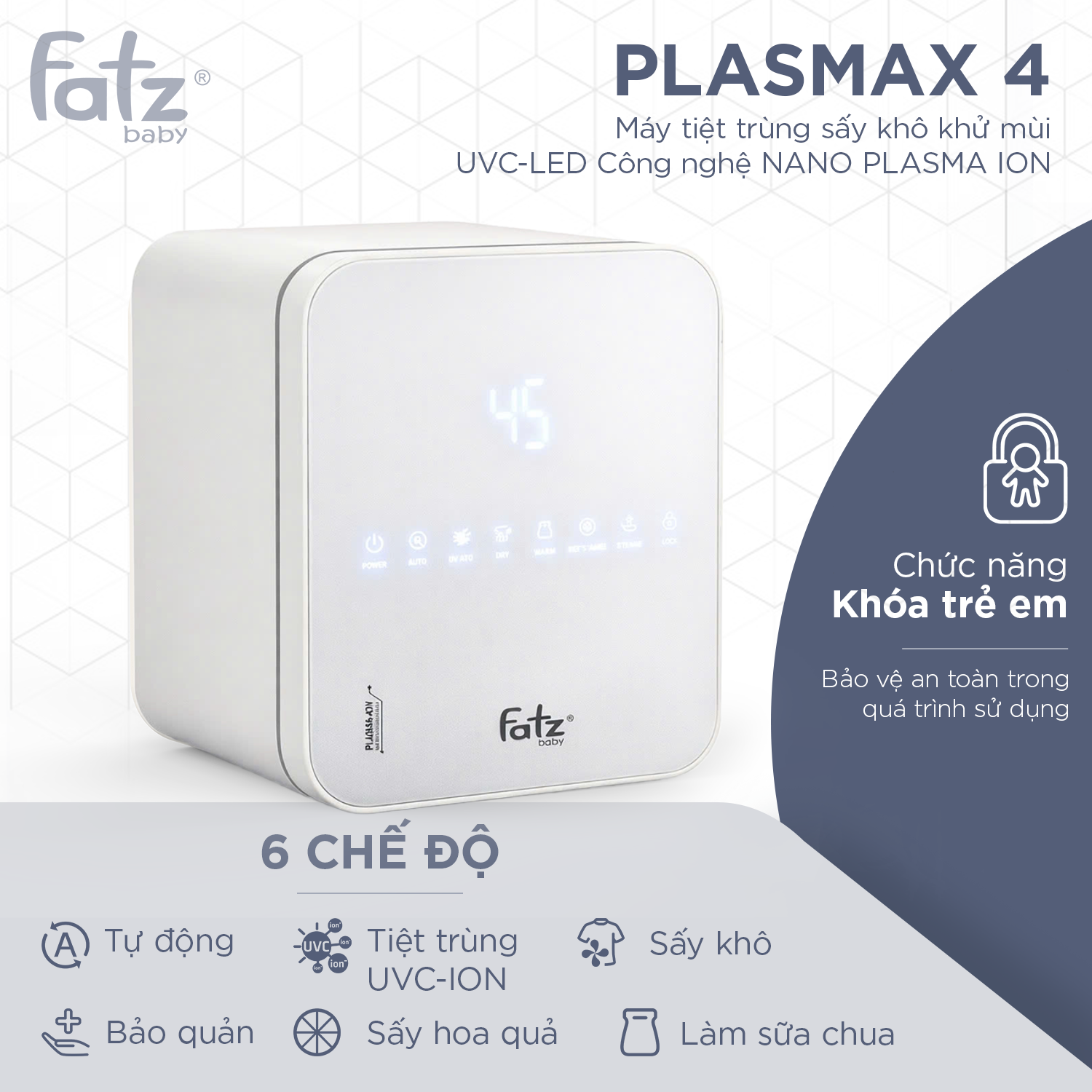 máy tiệt trùng sấy khô khử mùi uvc led công nghệ nano plasma ion plasmax 4