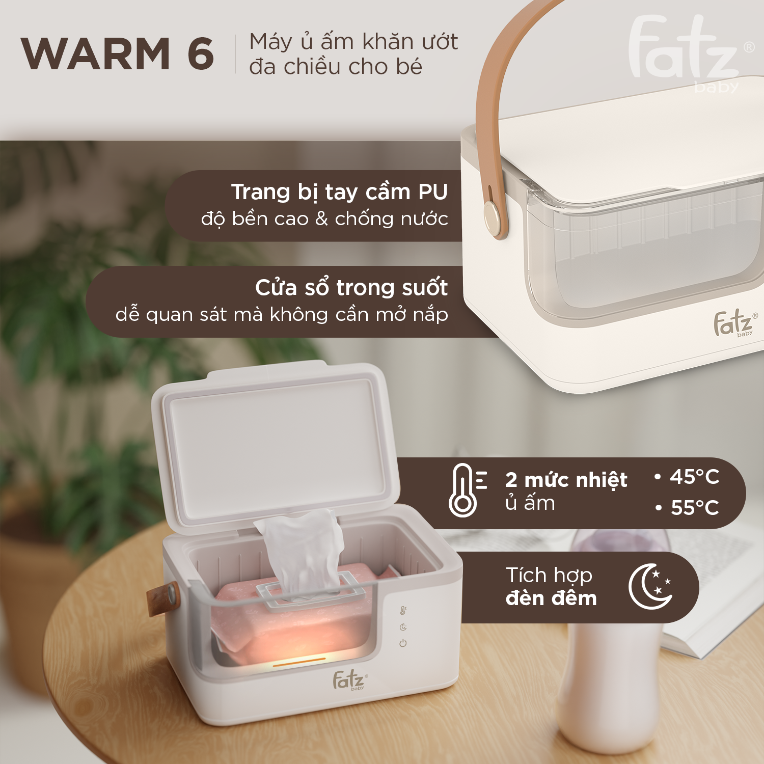 máy ủ ấm khăn ướt đa chiều cho bé warm 6