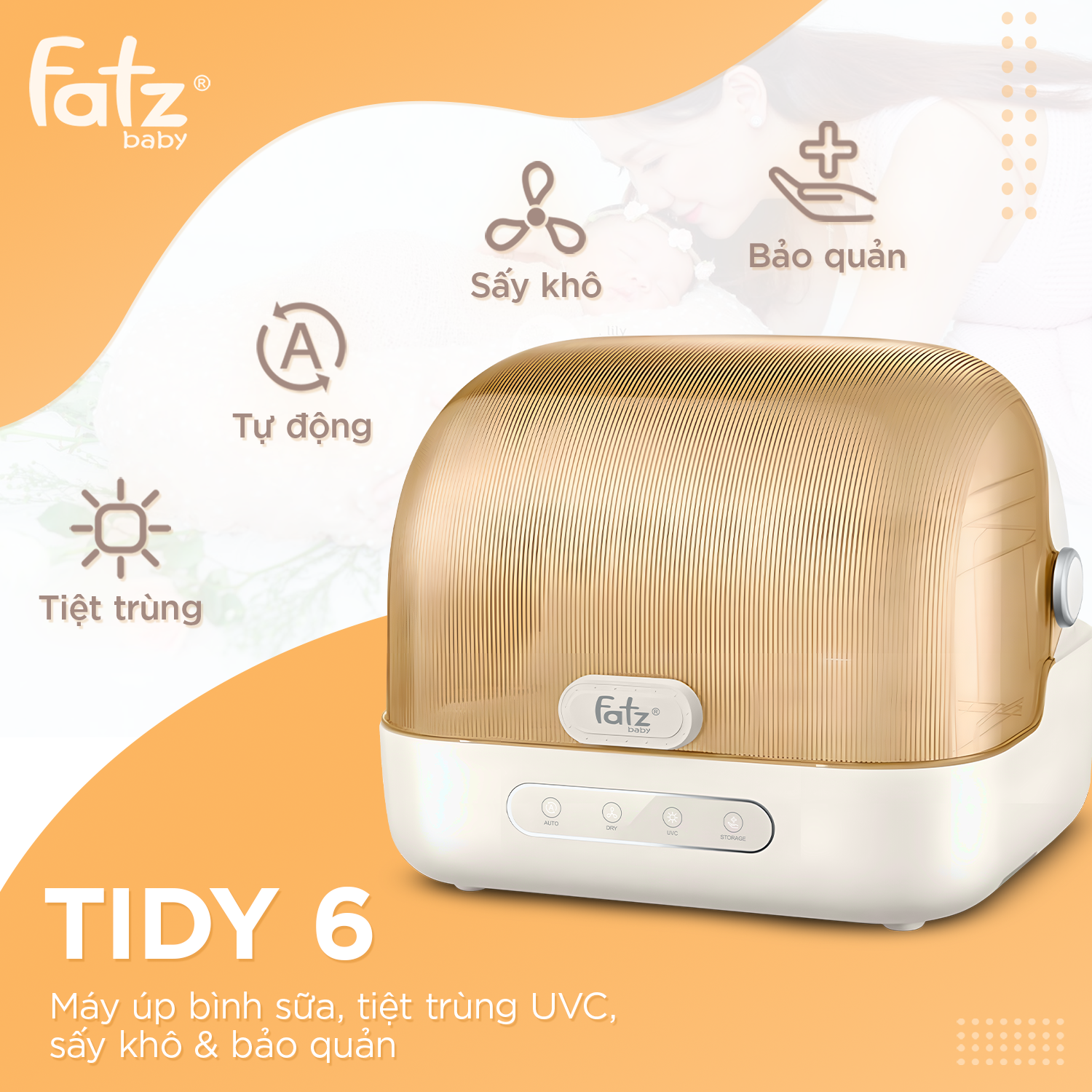 máy úp bình sữa, tiệt trùng uvc, sấy khô và bảo quản tidy 6