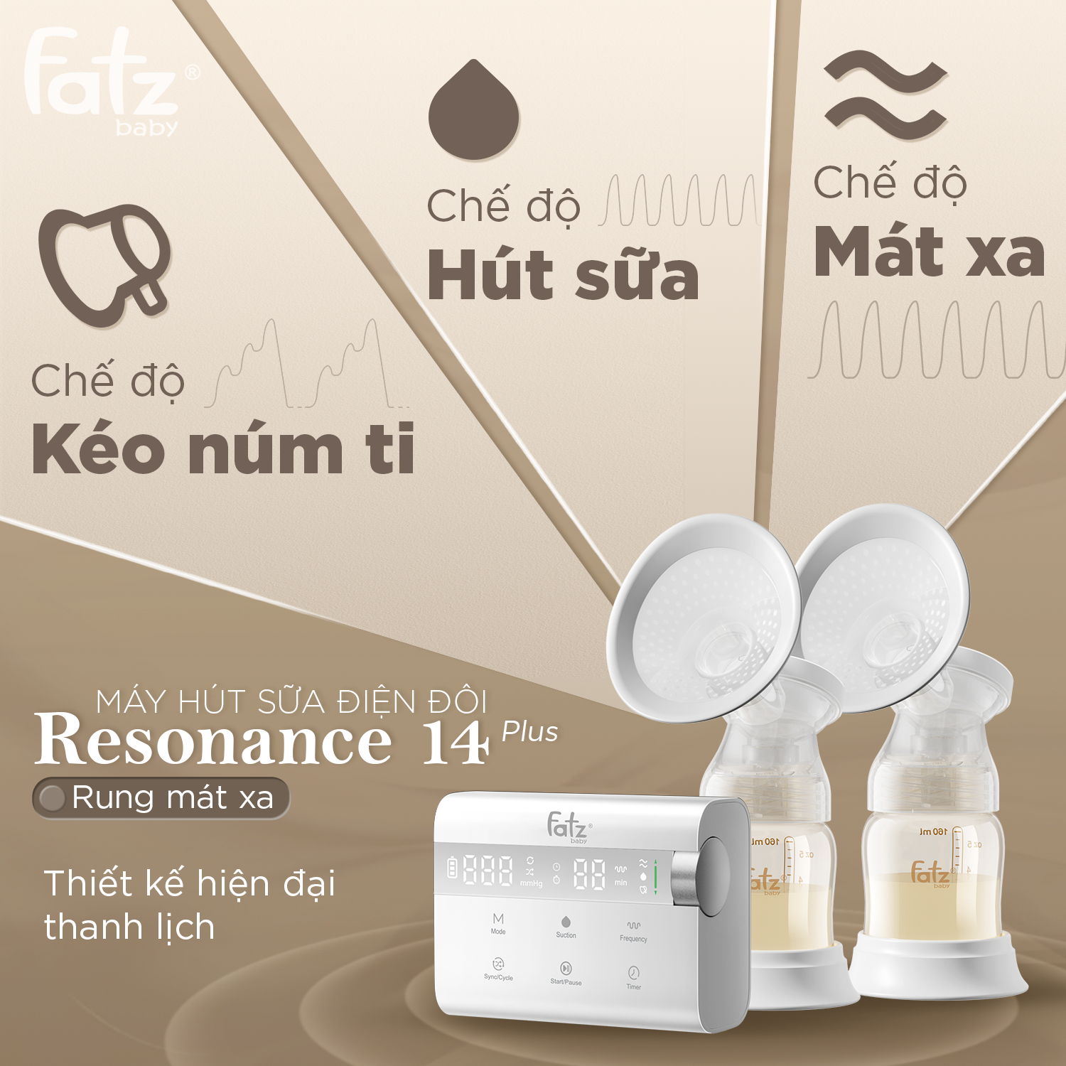 máy hút sữa điện đôi rung mát xa resonance 14 plus