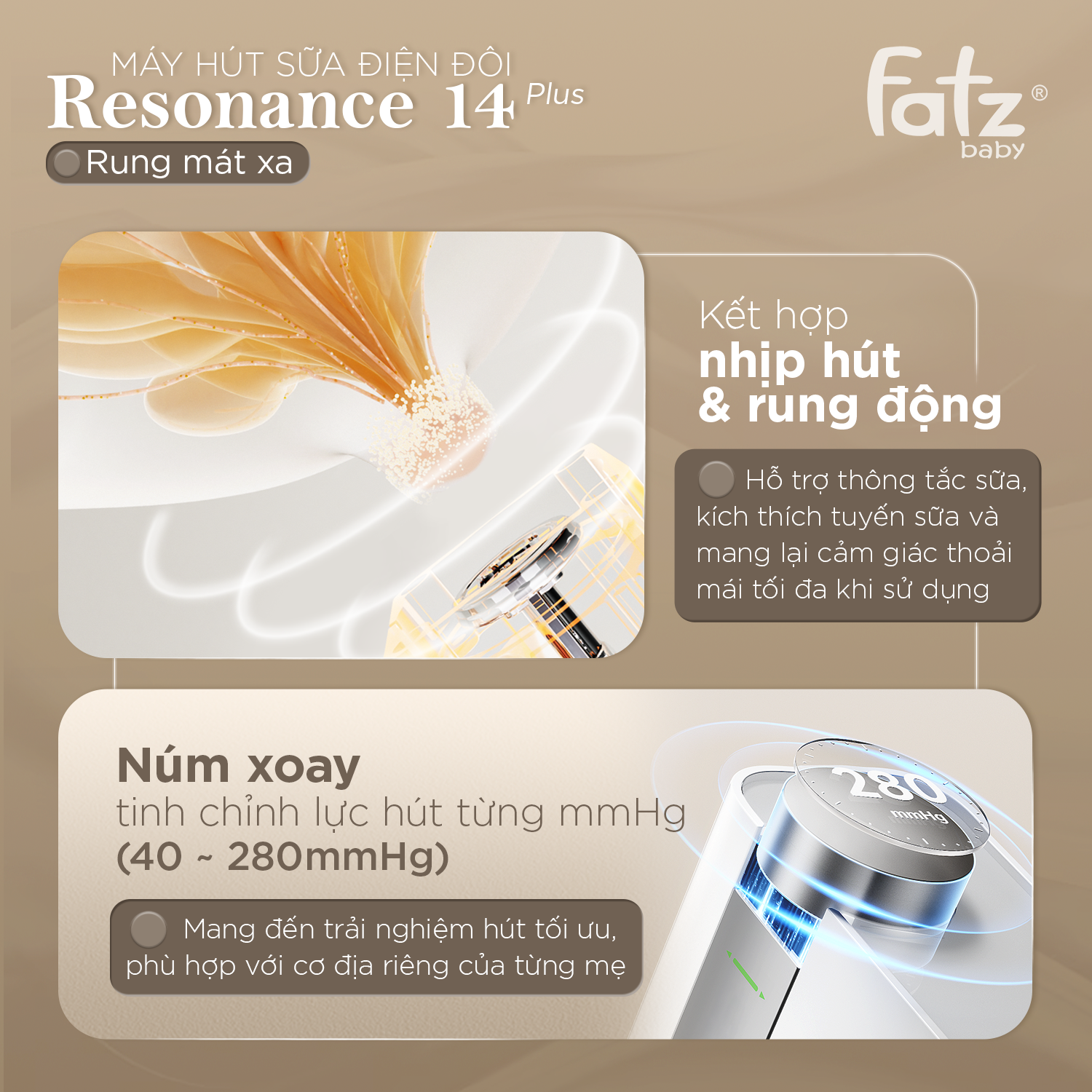 máy hút sữa điện đôi rung mát xa resonance 14 plus