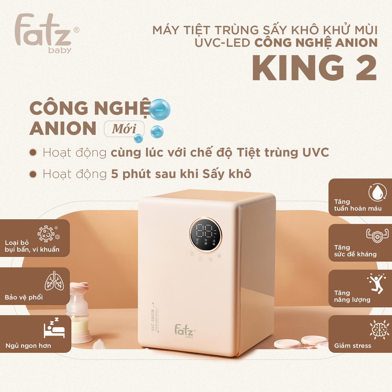 máy tiệt trùng sấy khô khử mùi uvc led công nghệ anion king 2 (sao chép)