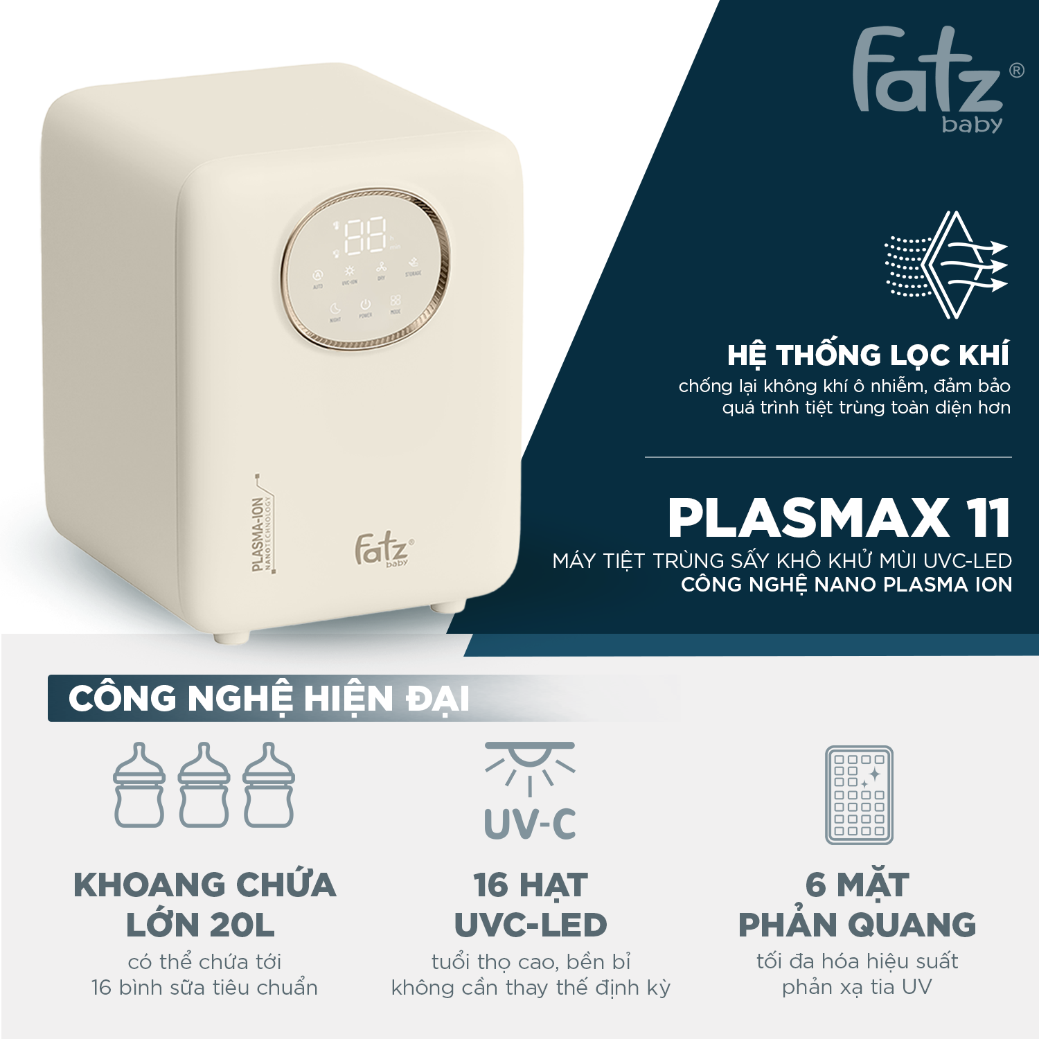 máy tiệt trùng sấy khô khử mùi uvc led công nghệ nano plasma ion plasmax 11