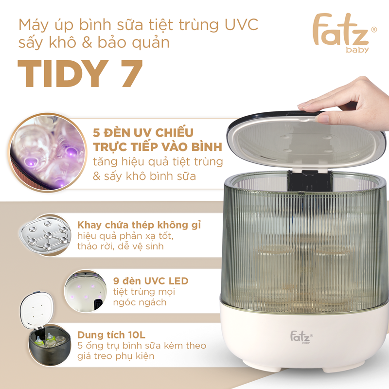 máy úp bình sữa, bát đĩa, tiệt trùng uvc, sấy khô &amp; bảo quản tidy 7