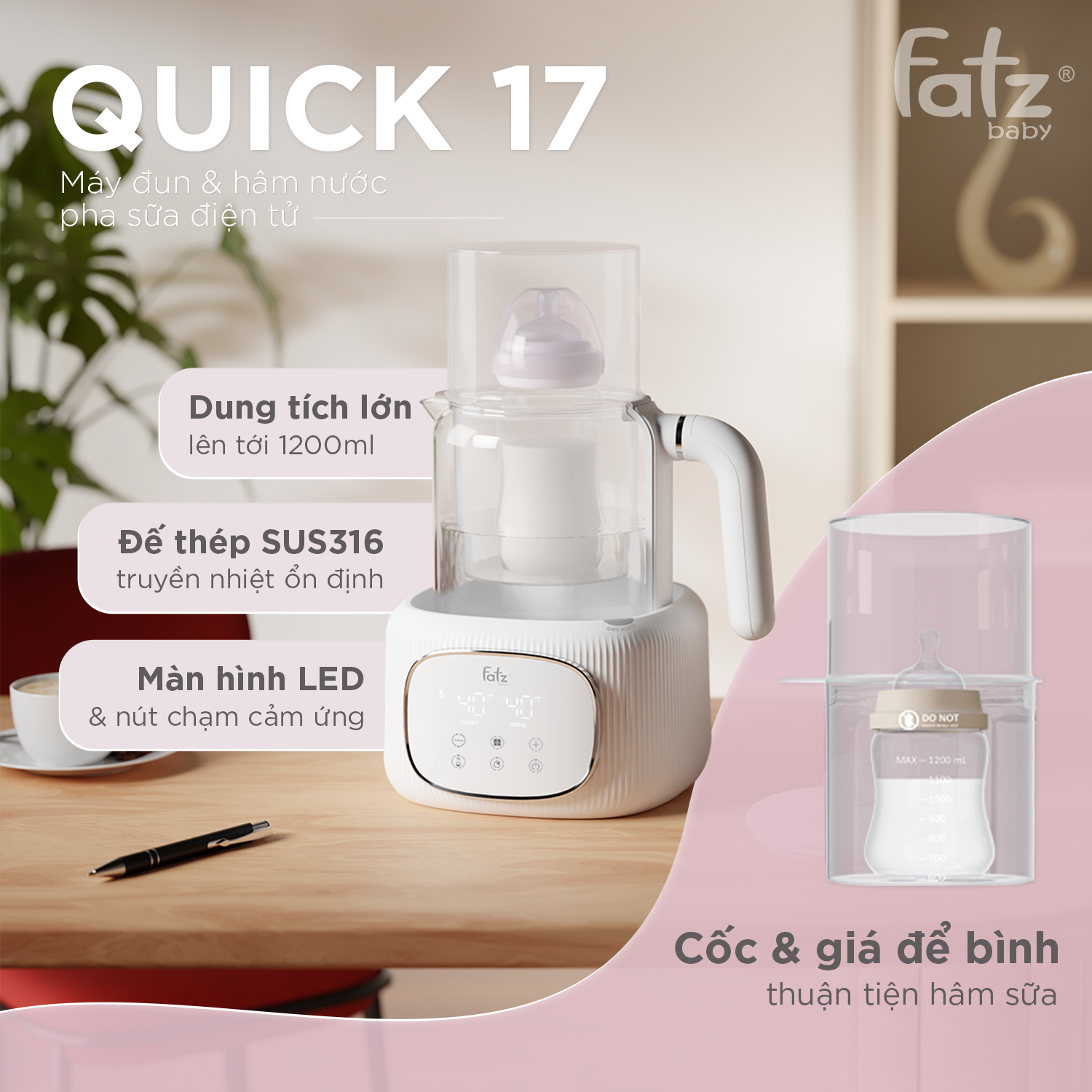 máy đun và hâm nước pha sữa điện tử quick 17