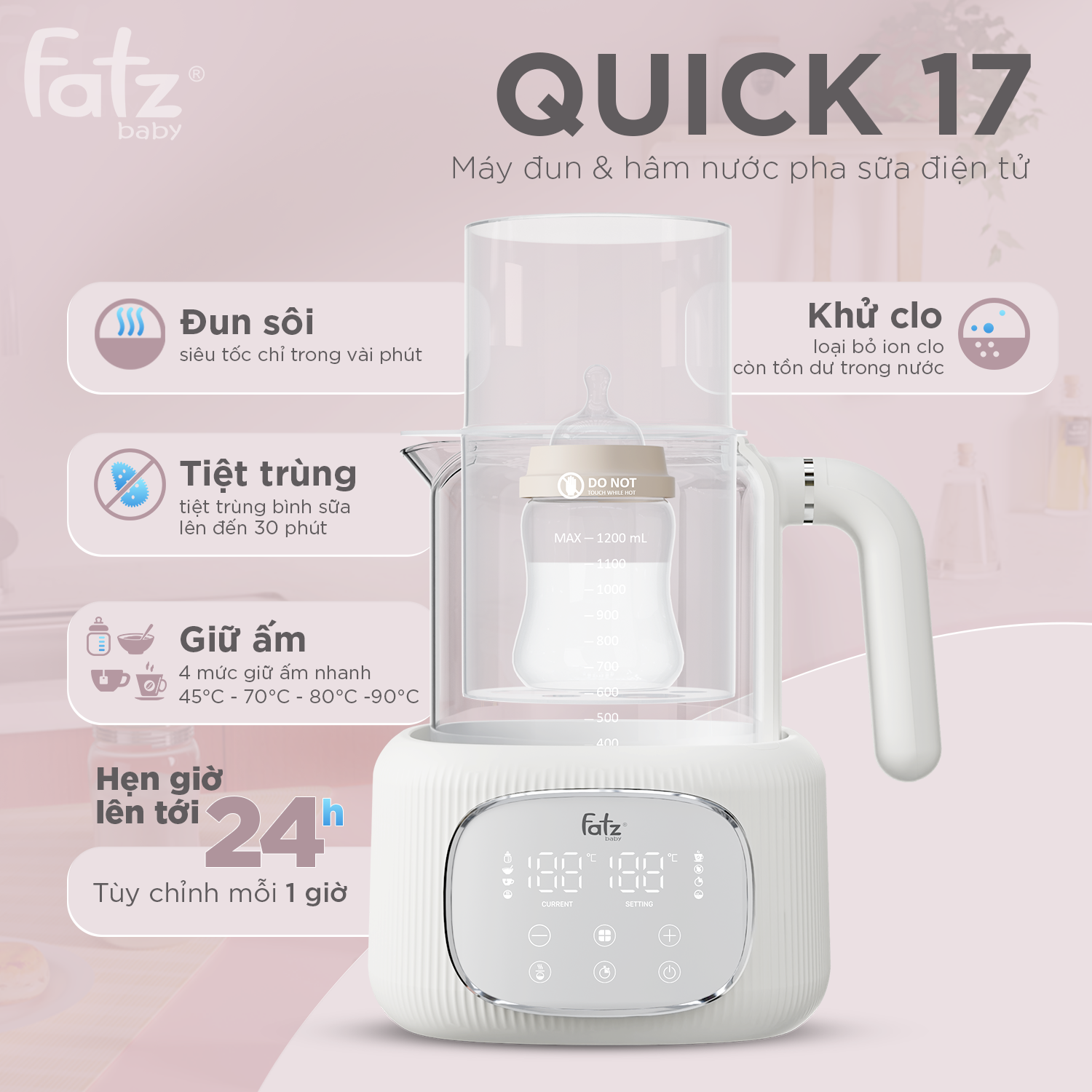 máy đun và hâm nước pha sữa điện tử quick 17