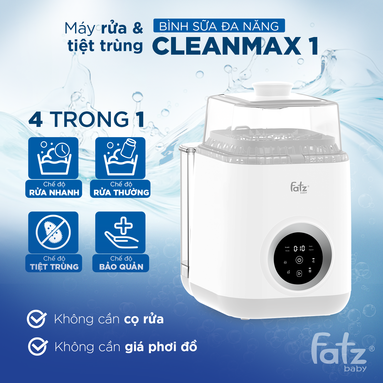 máy rửa và tiệt trùng bình sữa đa năng cleanmax 1