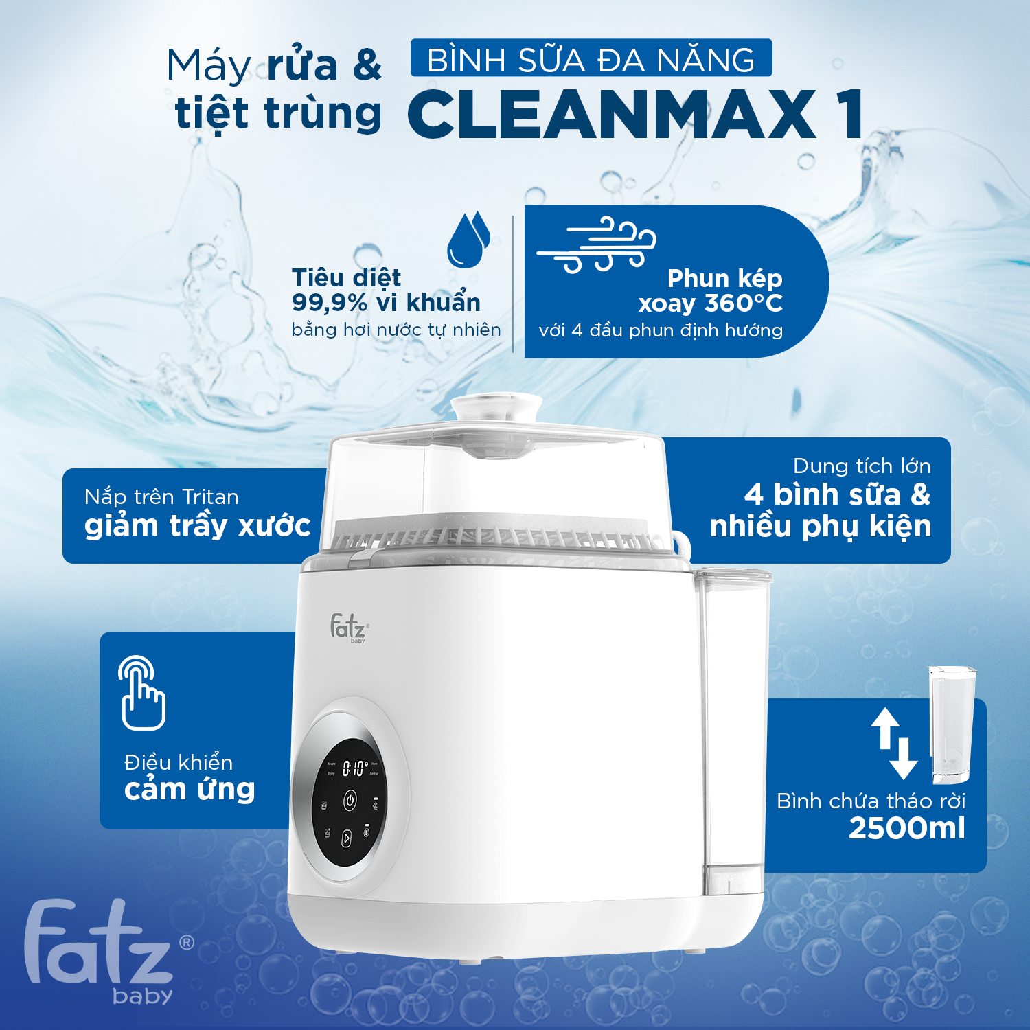 máy rửa và tiệt trùng bình sữa đa năng cleanmax 1