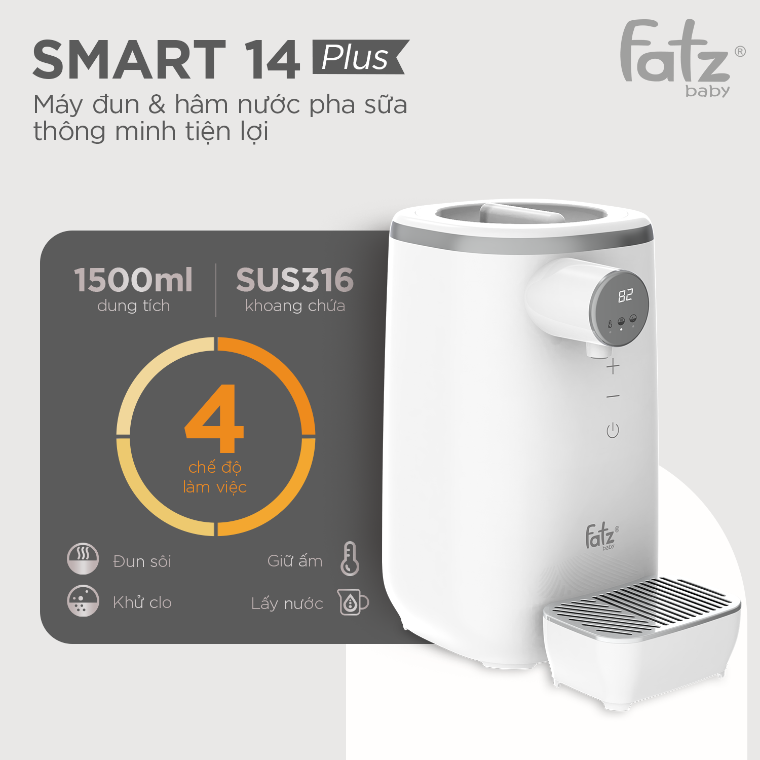 máy đun và hâm nước pha sữa thông minh tiện lợi smart 14 plus