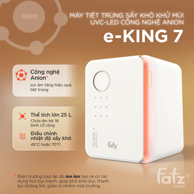 máy tiệt trùng sấy khô khử mùi uvc led công nghệ anion e king 7