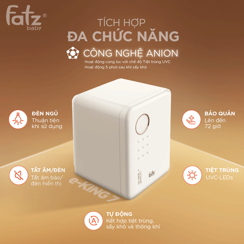 máy tiệt trùng sấy khô khử mùi uvc led công nghệ anion e king 7