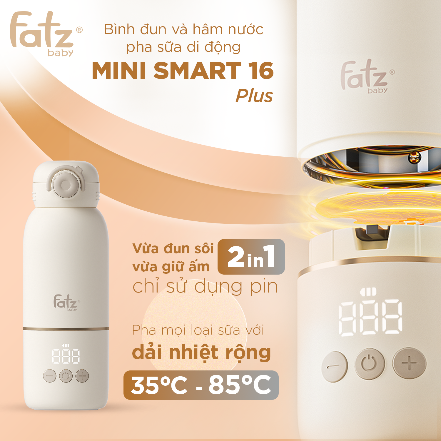 bình đun và hâm nước pha sữa di động mini smart 16