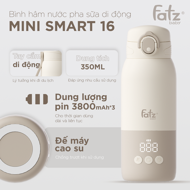 bình đun và hâm nước pha sữa di động mini smart 16