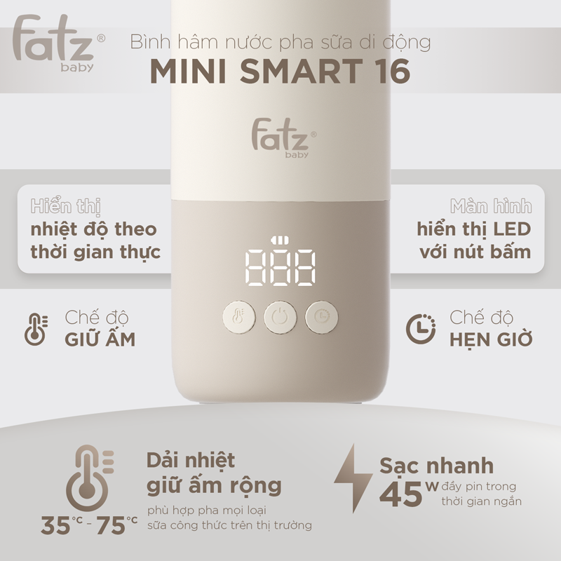 bình đun và hâm nước pha sữa di động mini smart 16