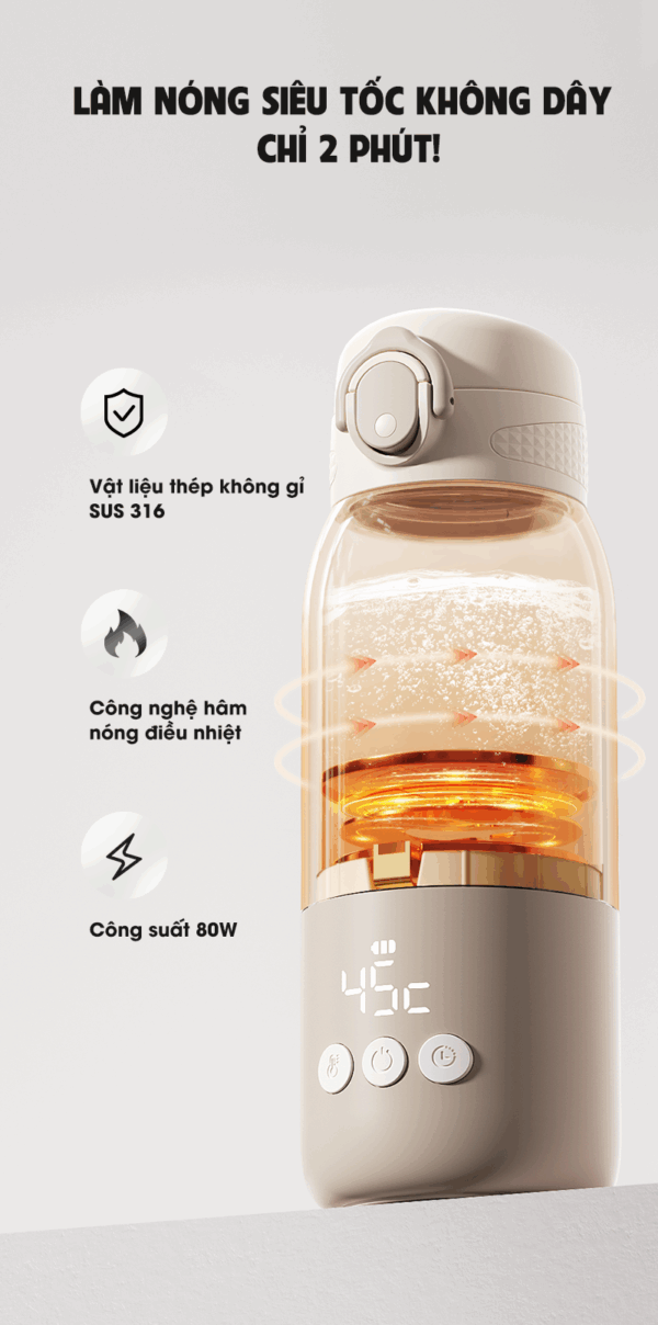 bình đun và hâm nước pha sữa di động mini smart 16