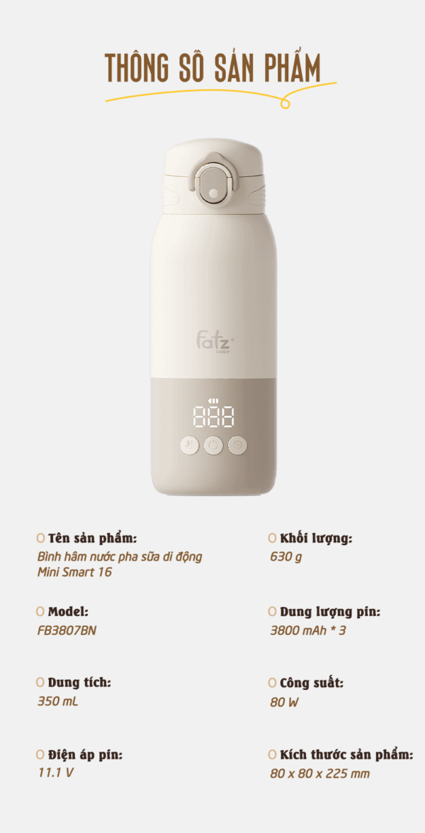 bình đun và hâm nước pha sữa di động mini smart 16