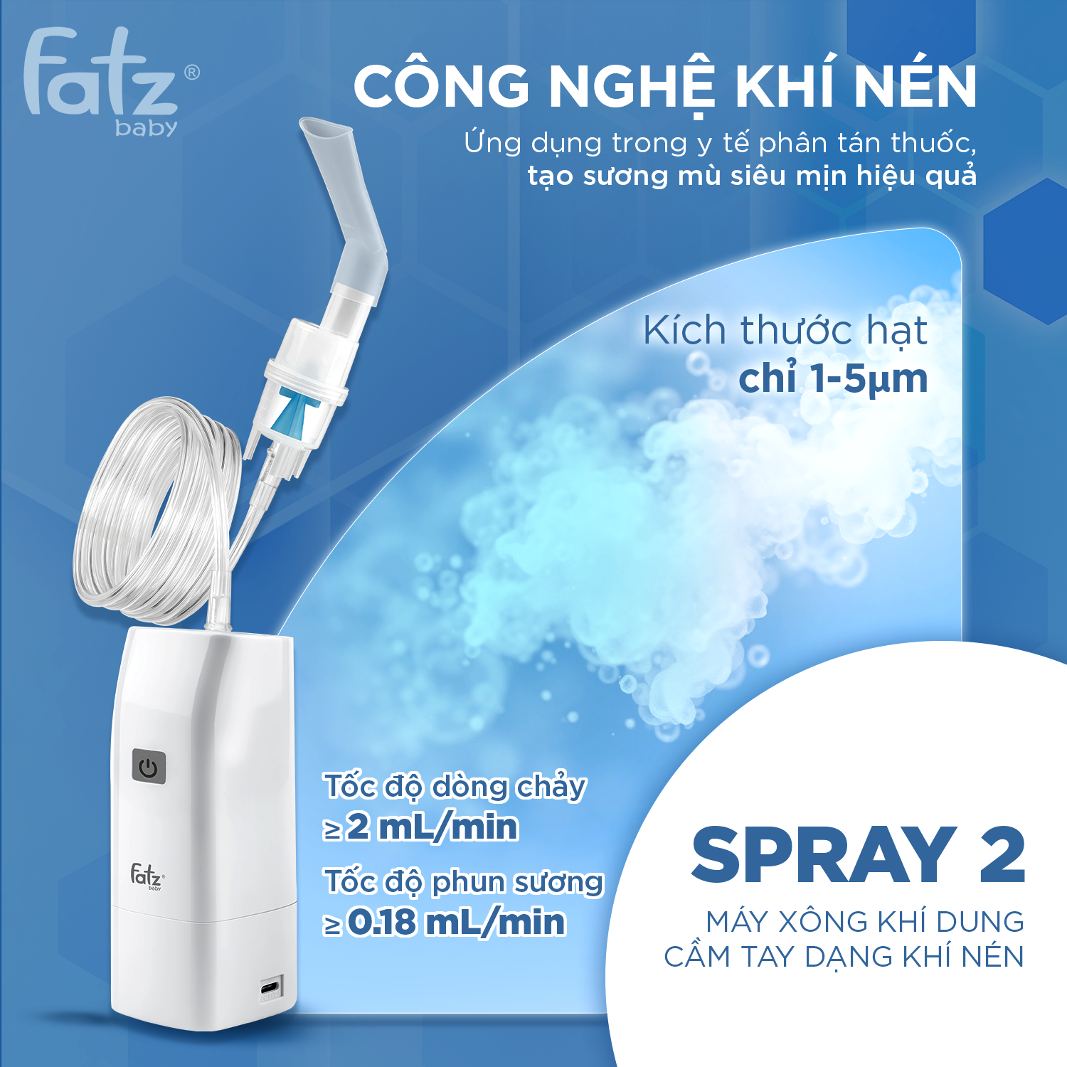 máy xông khí dung cầm tay dạng khí nén spray 2