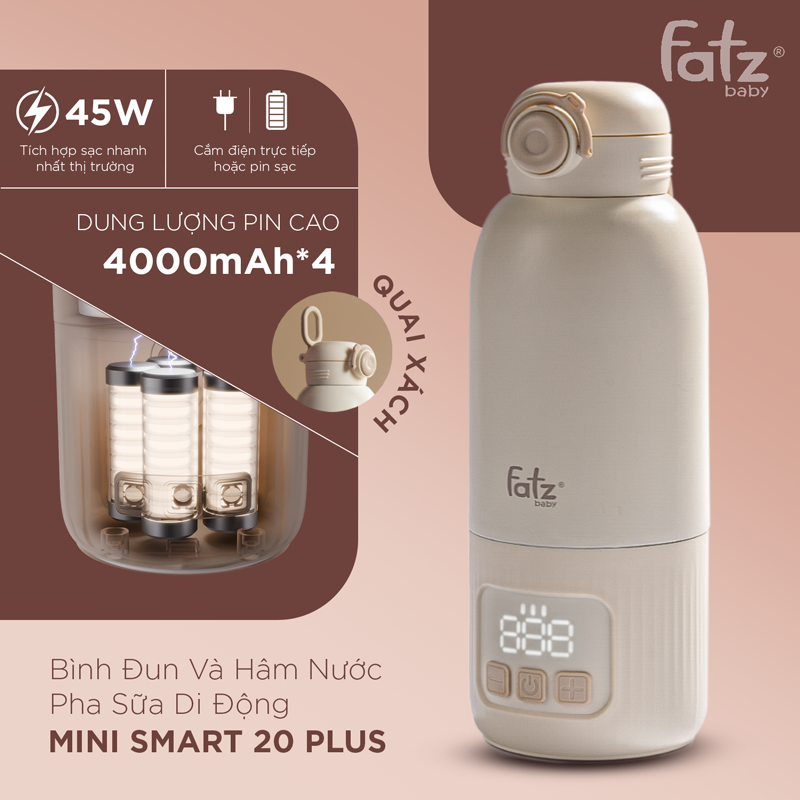 bình đun và hâm nước pha sữa di động mini smart 20 plus