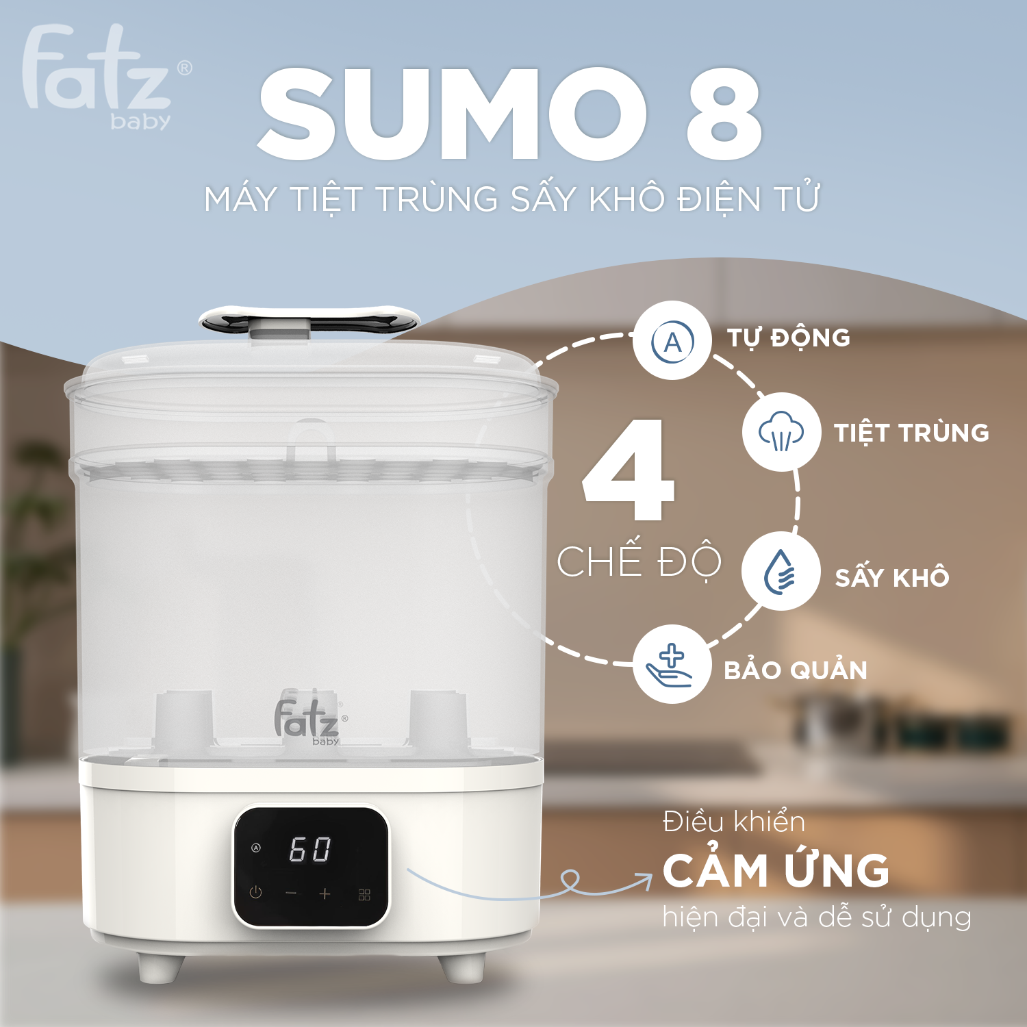 máy tiệt trùng hơi nước sấy khô điện tử sumo 8