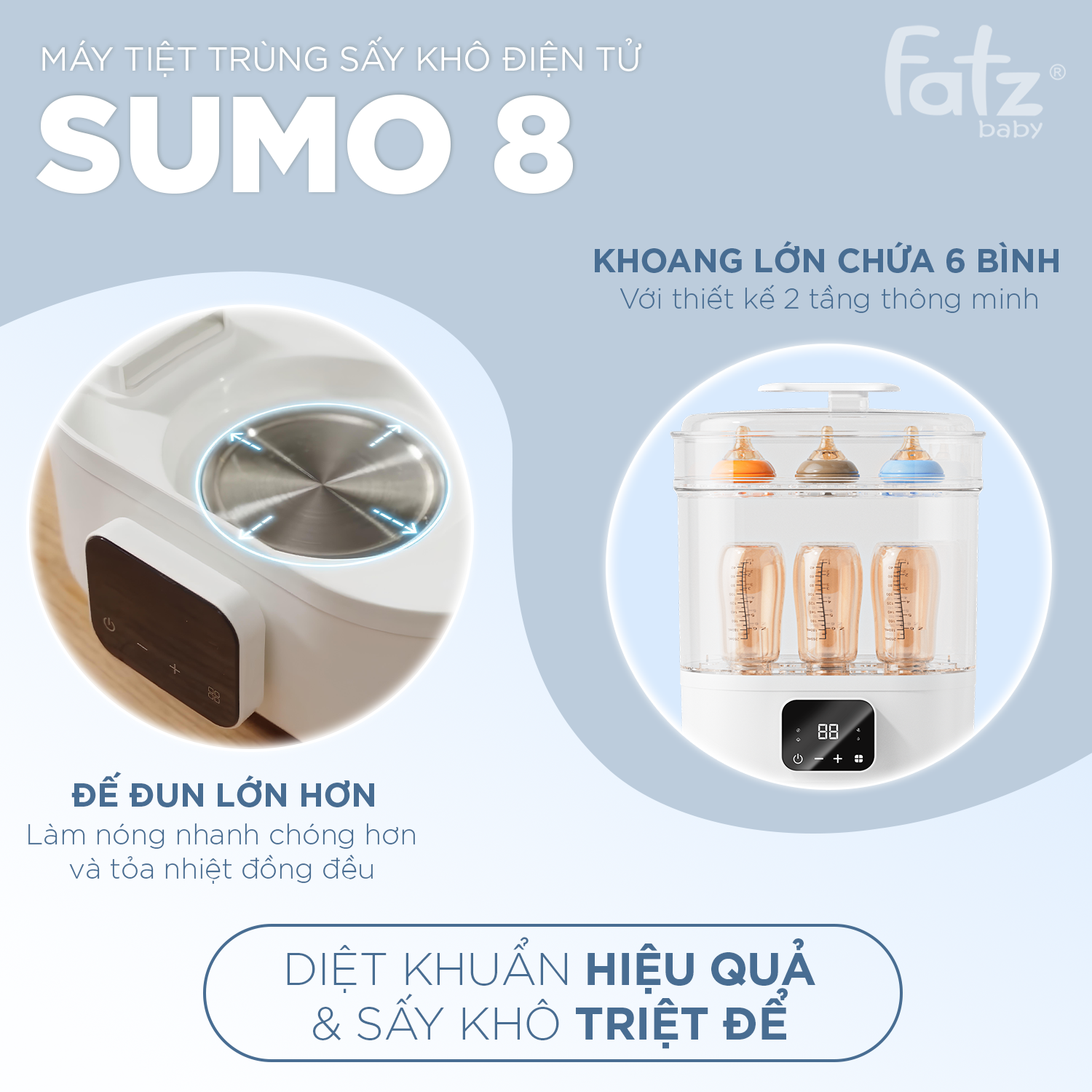 máy tiệt trùng hơi nước sấy khô điện tử sumo 8