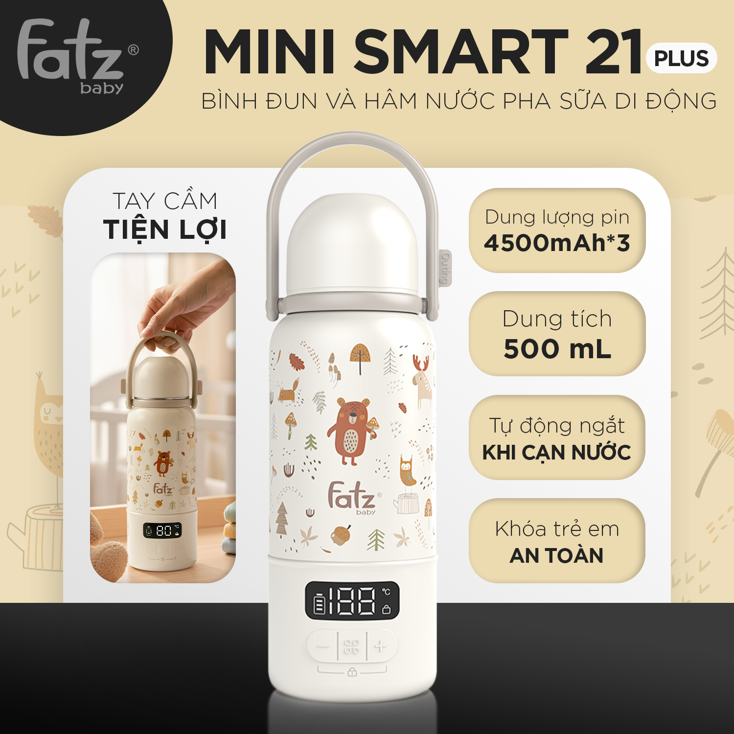 bình đun và hâm nước pha sữa di động mini smart 20 plus (sao chép)