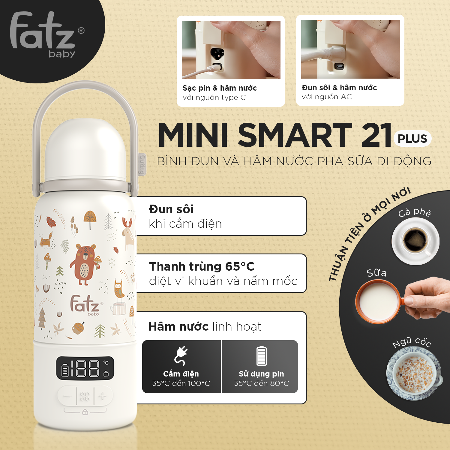 bình đun và hâm nước pha sữa di động mini smart 20 plus (sao chép)