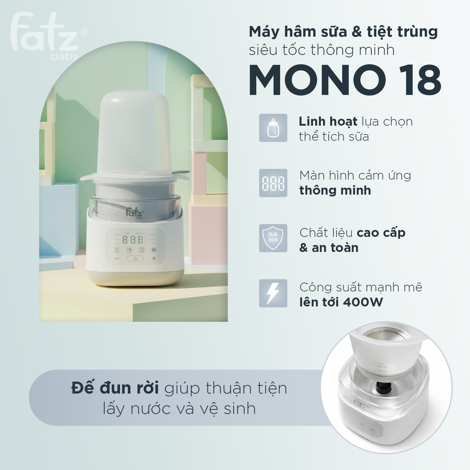 máy hâm sữa siêu tốc thông minh mono 18