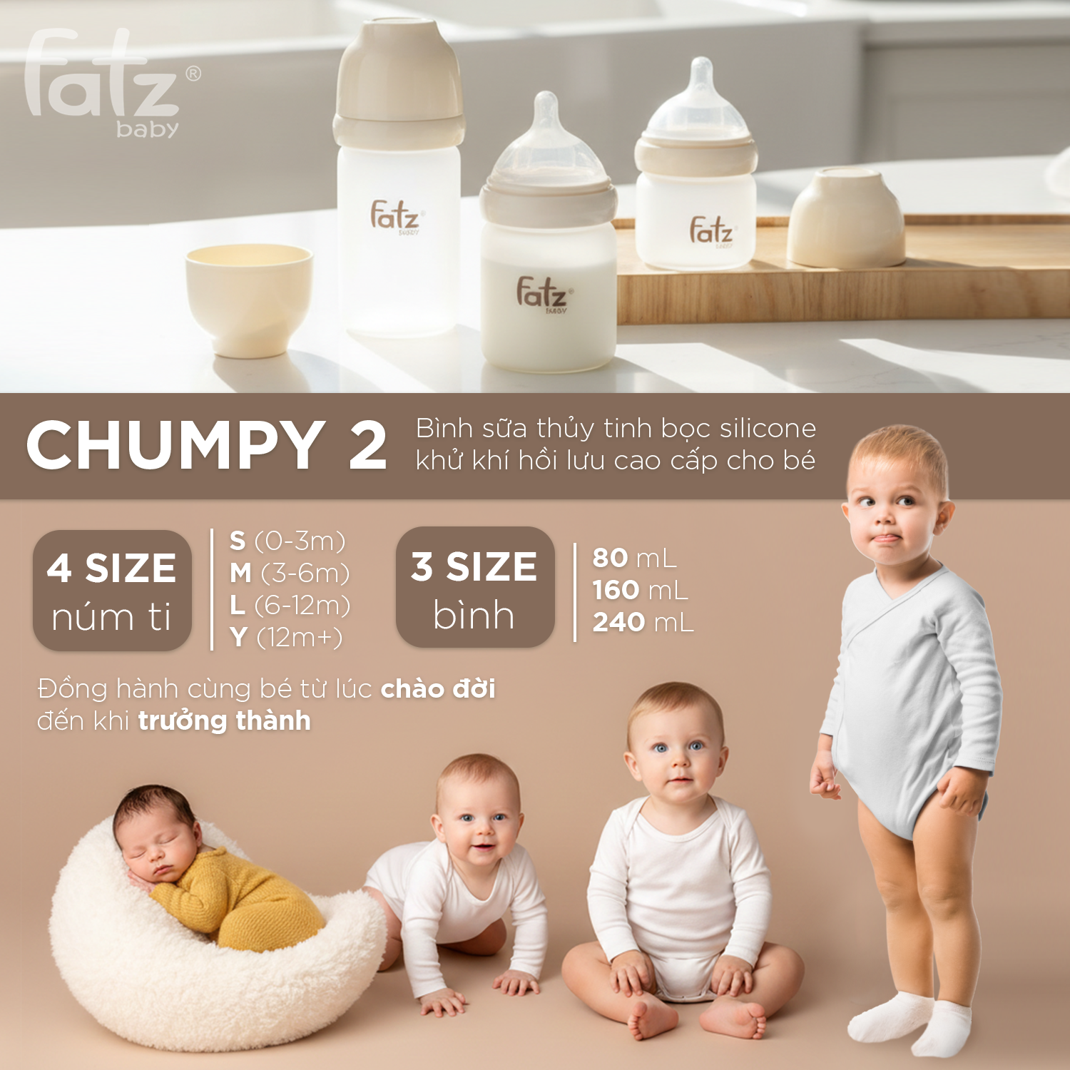 bình sữa thủy tinh bọc silicone khử khí hồi lưu cao cấp cho bé chumpy 2