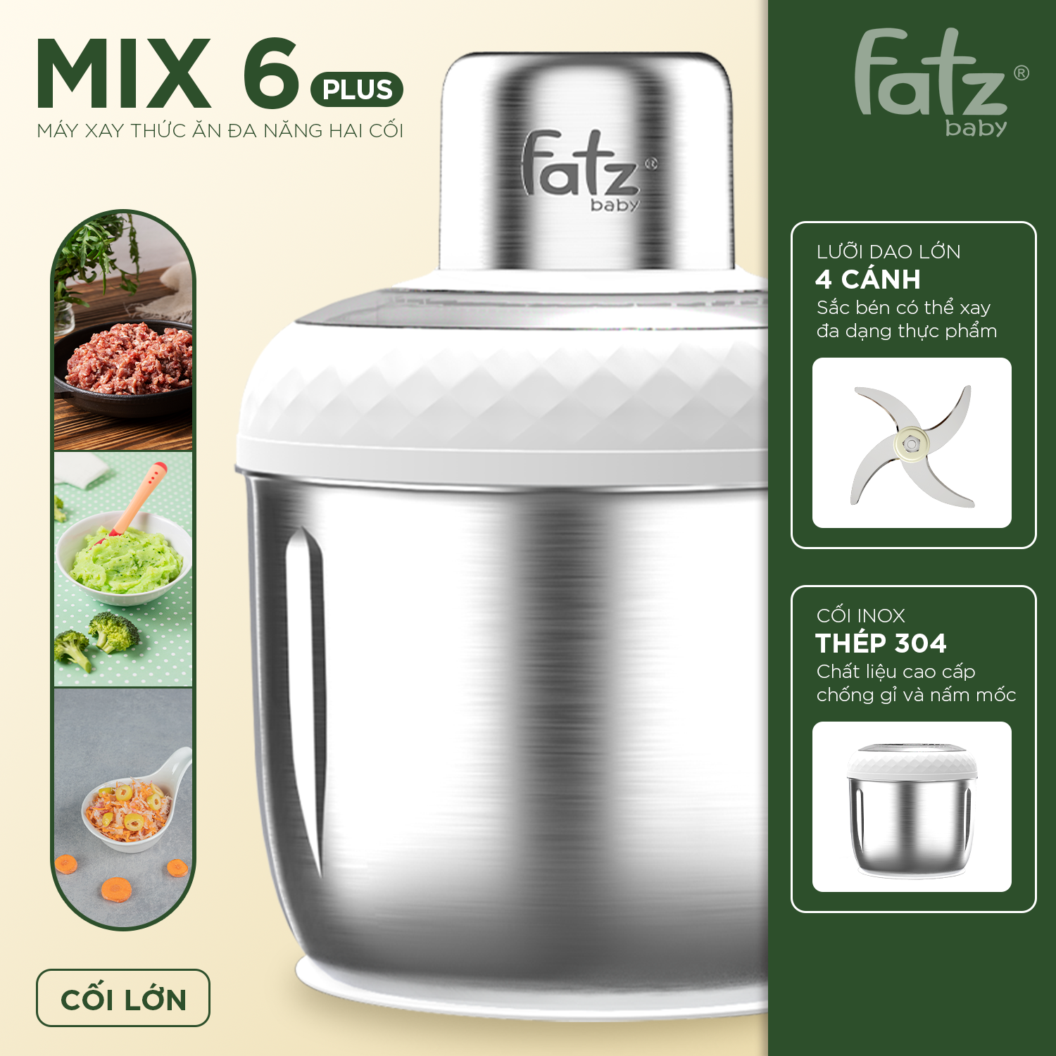 máy xay thức ăn dặm đa năng cho bé mix 2 (màu be) (sao chép)