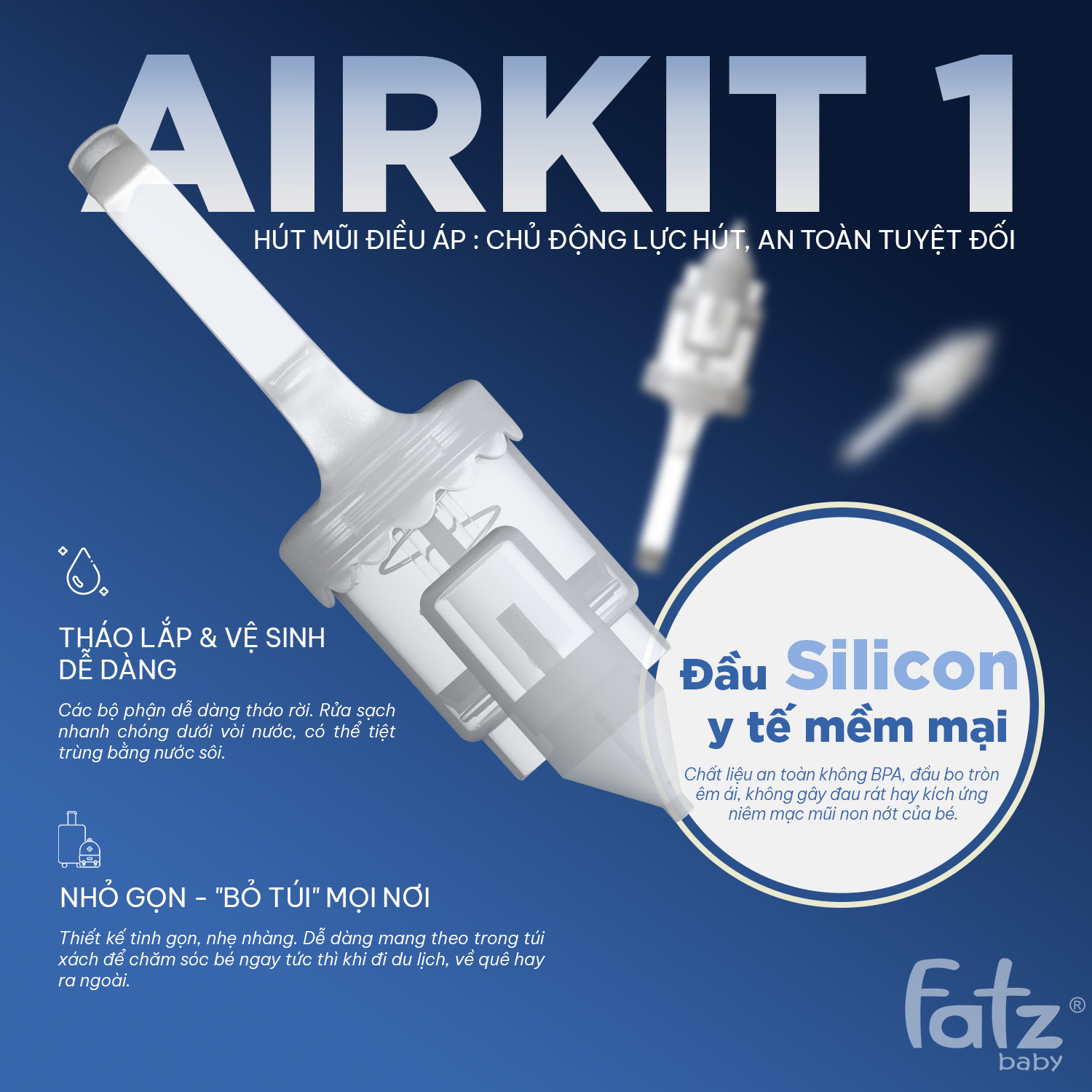 dụng cụ hút mũi điều áp cầm tay cho bé airkit 1