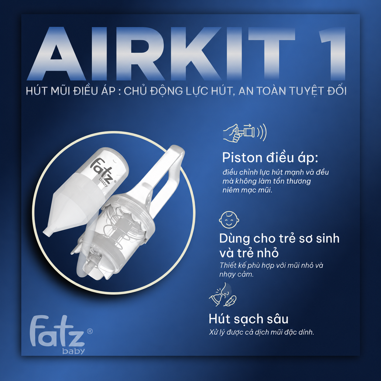 dụng cụ hút mũi điều áp cầm tay cho bé airkit 1