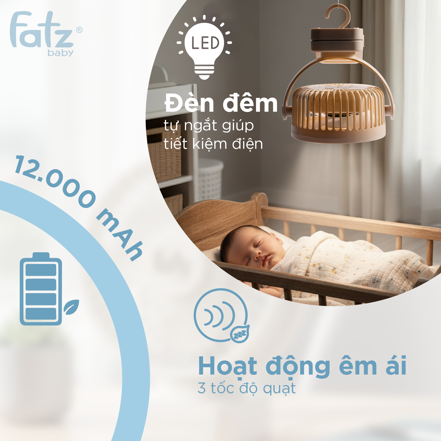 quạt kẹp tích điện kiêm sạc dự phòng kèm điều khiển cloudy 1