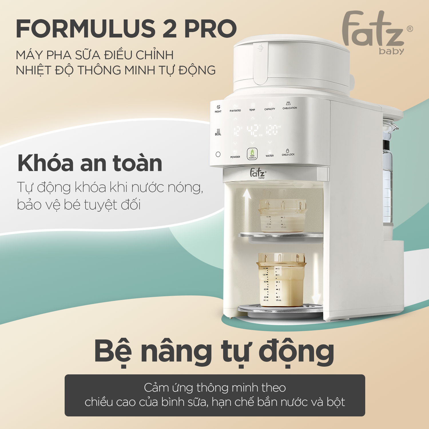 máy pha sữa điều chỉnh nhiệt độ thông minh tự động fatzbaby formulus 2 pro