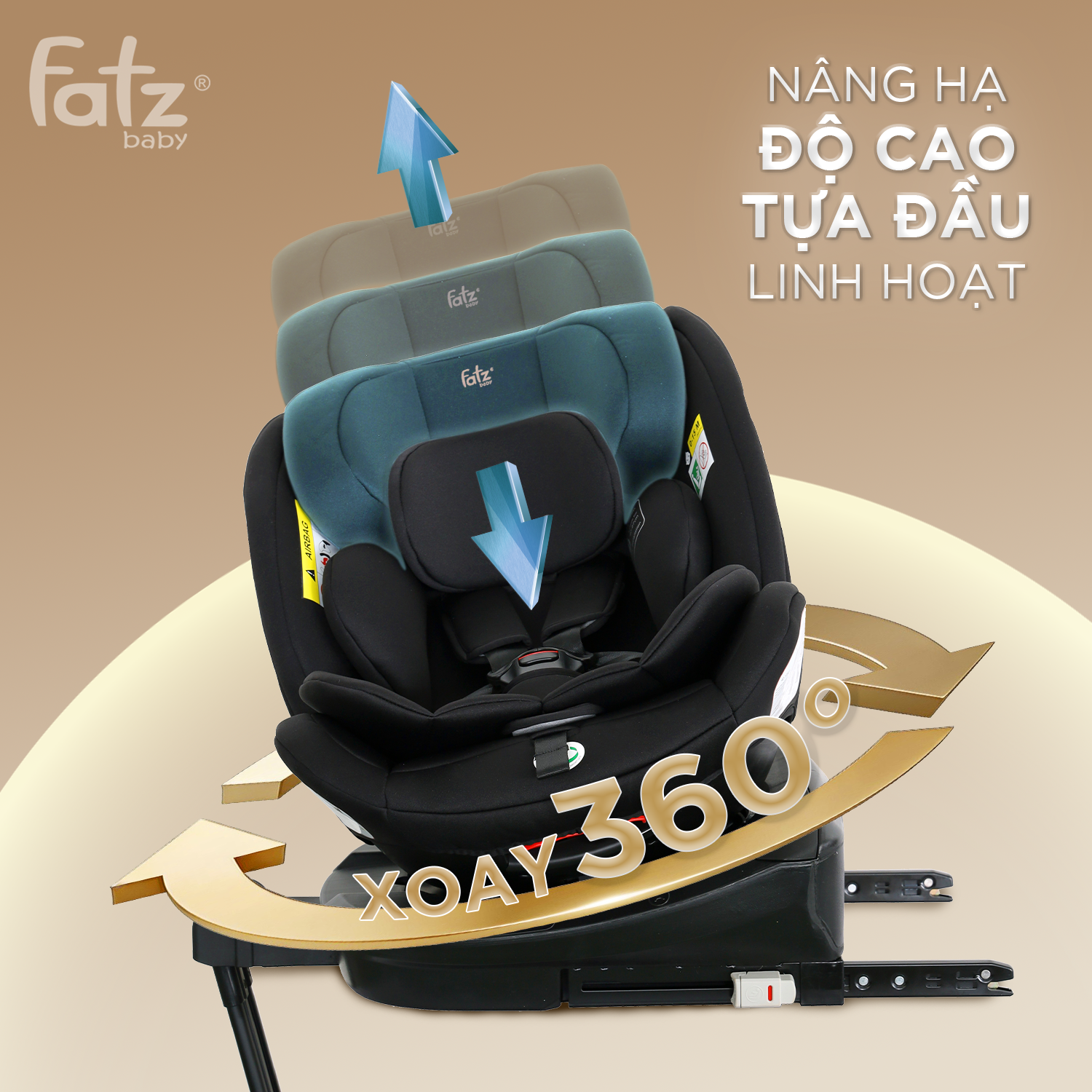 ghế ô tô trẻ em fatzbaby protect 2, an toàn chuẩn i size, đồng hành cùng bé từ 0 12 tuổi