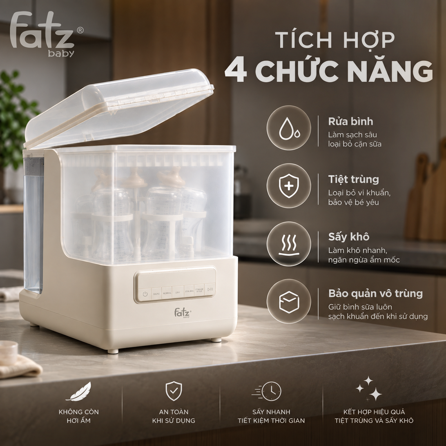 máy rửa bình tiệt trùng sấy khô siêu sạch cleanmax 3 pro